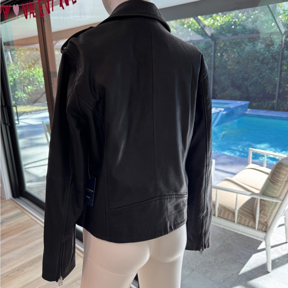 Lucky Brand Black Leather Motorcycle Jacket - Picture 4 of 12